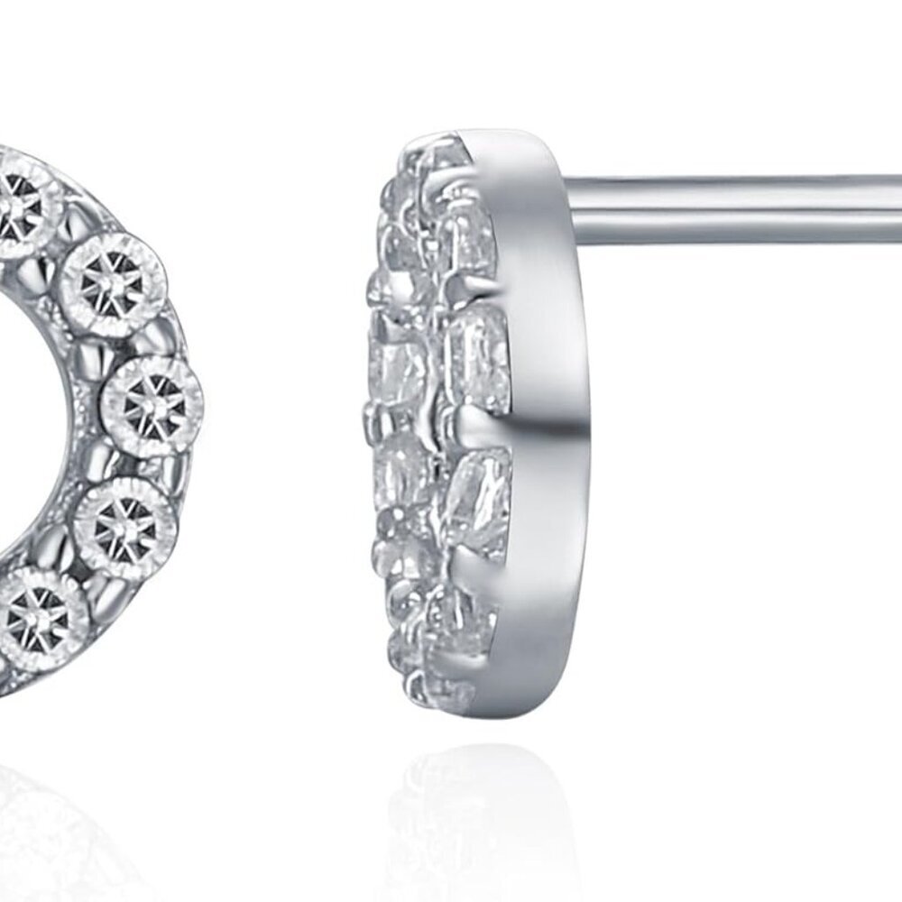 Brand New 14K Gold Plated Sterling Silver Stud Earrings for Women with Cubic Zir